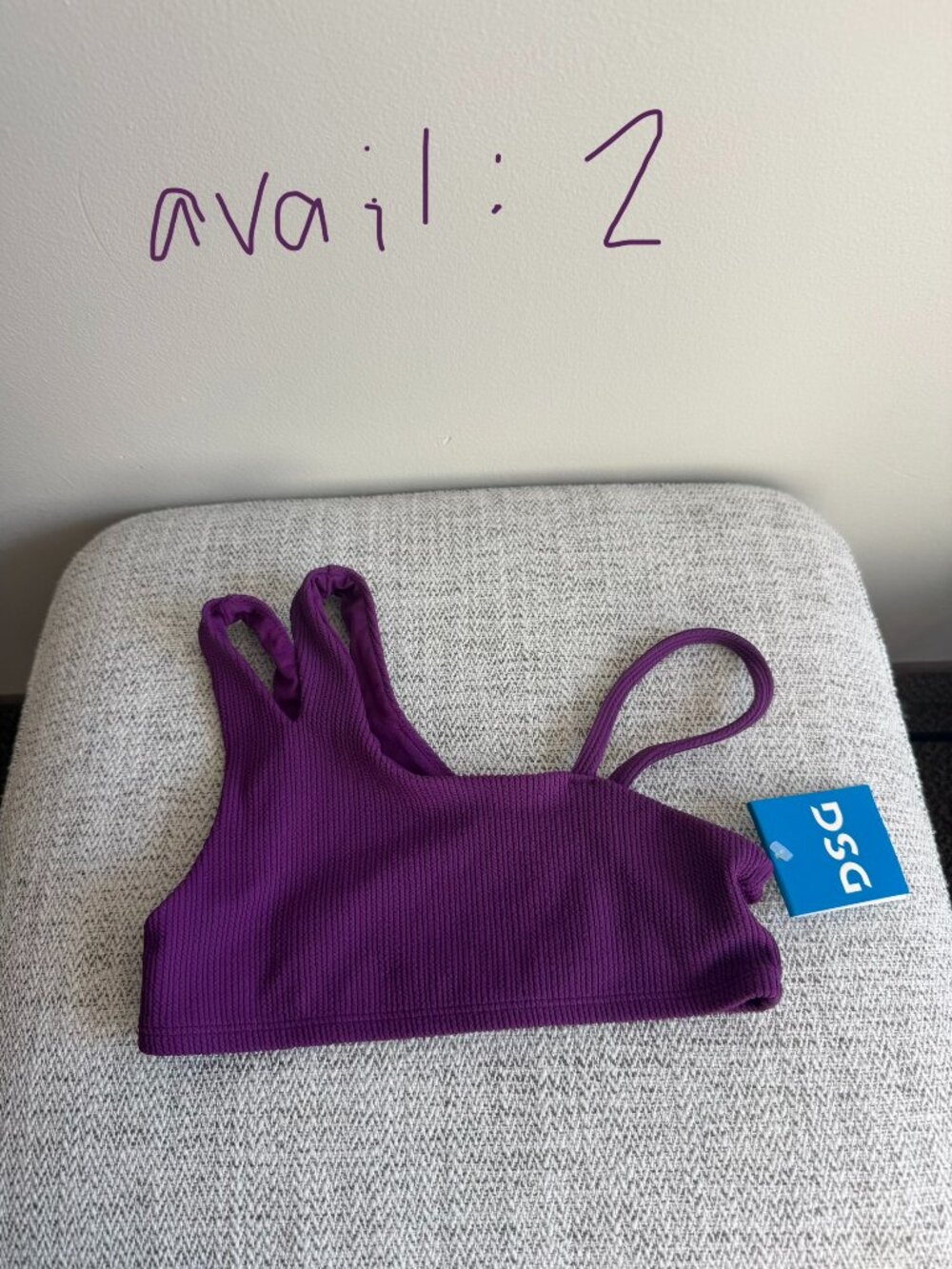 SIZE S Girls purple bikini top, asymmetrical straps.
